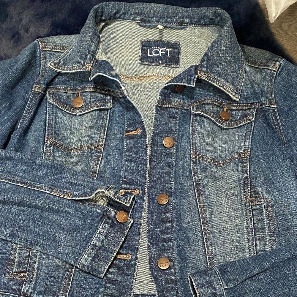 LOFT Blue Denim Trucker Jacket